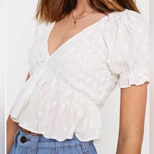Urban Outfitters Smocked Puff Sleeve Blouse, Size M